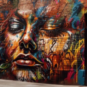 Digitale Kunst getiteld "Graffiti Street Art" door Angus Finlayson, Origineel Kunstwerk, AI gegenereerde afbeelding