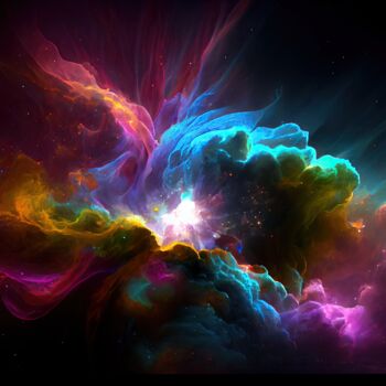 Arte digital titulada "Psychedelic Nebula" por Angus Finlayson, Obra de arte original, Imagen generada por IA