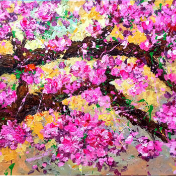 Painting titled "cherry blossom" by Anh  Tuan Le, Original Artwork, Acrylic