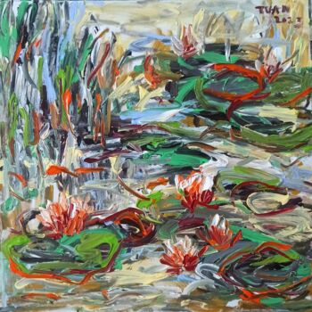 Картина под названием "Monet's garden 4" - Anh  Tuan Le, Подлинное произведение искусства, Акрил
