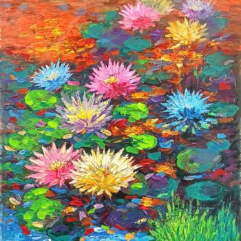 Schilderij getiteld "Water lily, Flower…" door Anh  Tuan Le, Origineel Kunstwerk, Acryl