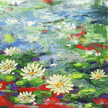 Painting titled "Water lily, Flower…" by Anh  Tuan Le, Original Artwork, Acrylic