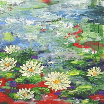 Painting titled "Water lily  Flower…" by Anh  Tuan Le, Original Artwork, Acrylic