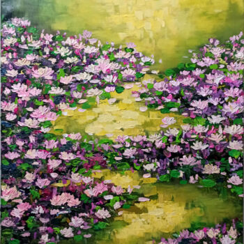 Картина под названием "Water lily, Flower…" - Anh  Tuan Le, Подлинное произведение искусства, Акрил