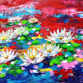 Ζωγραφική με τίτλο "Water lily, Flower…" από Anh  Tuan Le, Αυθεντικά έργα τέχνης, Ακρυλικό