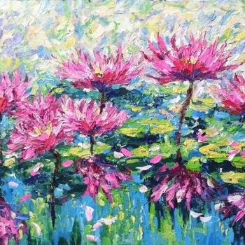 Painting titled "Water lily, Flower…" by Anh  Tuan Le, Original Artwork, Acrylic