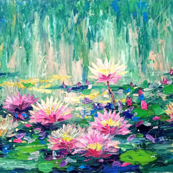 Malarstwo zatytułowany „Water lily, Flower…” autorstwa Anh  Tuan Le, Oryginalna praca, Akryl