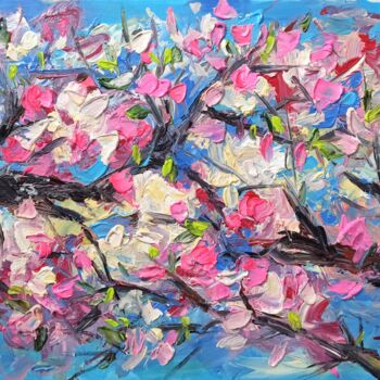 Painting titled "Cherry blossoms blo…" by Anh  Tuan Le, Original Artwork, Acrylic