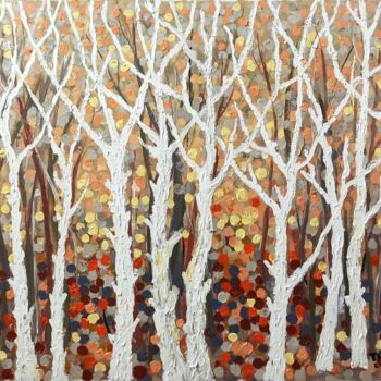 Painting titled "Automn trees" by Anh  Tuan Le, Original Artwork, Acrylic