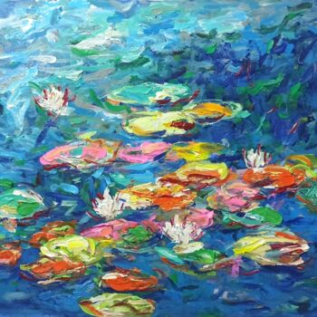 Painting titled "Colorful water lily…" by Anh  Tuan Le, Original Artwork, Acrylic