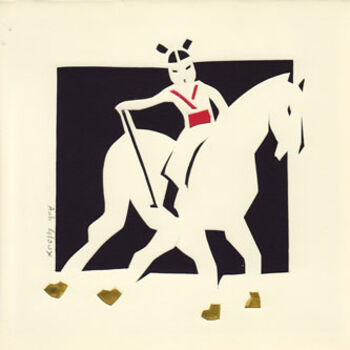 Painting titled "joueuse de polo" by Anh Gloux, Original Artwork