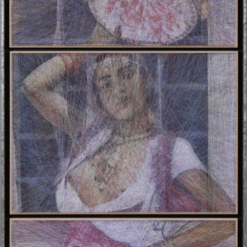 Pittura intitolato "Moroccan girl (Algo…" da Ani & Andrew Abakumovs, Opera d'arte originale, String Art