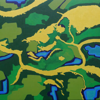 Painting titled "Trap_Map 2 ujście W…" by Ania Cho, Original Artwork, Acrylic Mounted on Wood Stretcher frame