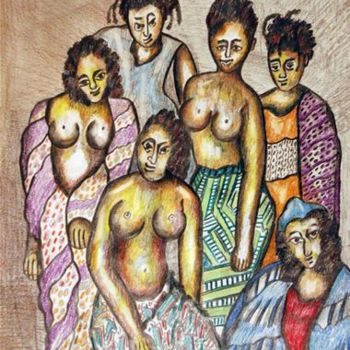 Dessin intitulée "Les maîtresses de m…" par Armand Pascal Aniambossou, Œuvre d'art originale