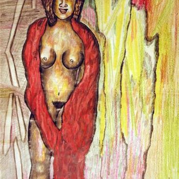 Dessin intitulée "Femme nue" par Armand Pascal Aniambossou, Œuvre d'art originale