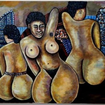 Painting titled "Femmes du harem" by Armand Pascal Aniambossou, Original Artwork