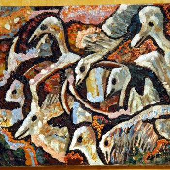 Peinture intitulée "Le bal des oiseaux" par Armand Pascal Aniambossou, Œuvre d'art originale