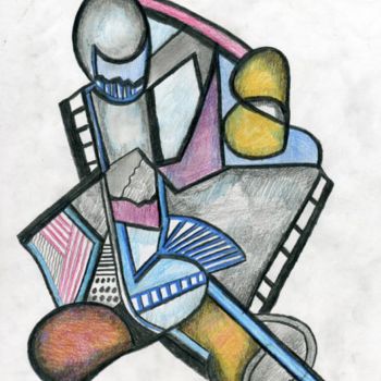 Dessin intitulée "Les amants" par Armand Pascal Aniambossou, Œuvre d'art originale, Crayon