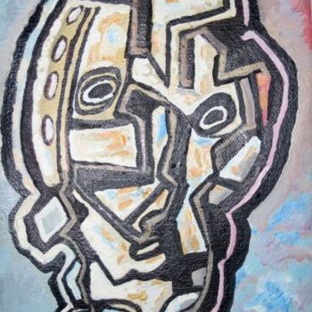 Peinture intitulée "Masque cubiste" par Armand Pascal Aniambossou, Œuvre d'art originale