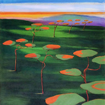 Peinture intitulée "Pin parasols" par Anicpeintrecoloriste, Œuvre d'art originale, Acrylique Monté sur Châssis en bois