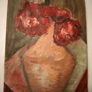 Painting titled "Red Roses" by Simionescu Elena, Original Artwork, Oil