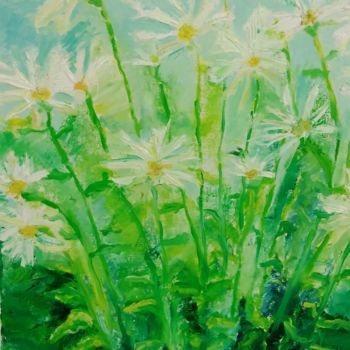 Peinture intitulée "Oxeye daisies" par Simionescu Elena, Œuvre d'art originale, Huile