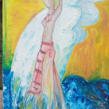 Painting titled "Angel" by Simionescu Elena, Original Artwork, Oil