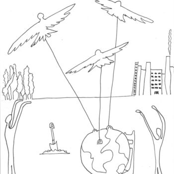 Dessin intitulée "Sauvetage #2" par Anik Fortin, Œuvre d'art originale, Marqueur