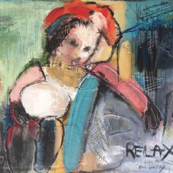 Schilderij getiteld "Relax" door Amo, Origineel Kunstwerk, Acryl