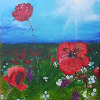 Painting titled "Poppies in the morn…" by Aniko Murok, Original Artwork, Acrylic