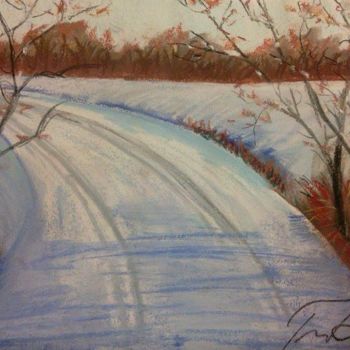 Painting titled "Winter" by Aniko Trombitasne Varju, Original Artwork, Pastel