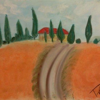 Peinture intitulée "Toscana" par Aniko Trombitasne Varju, Œuvre d'art originale, Pastel