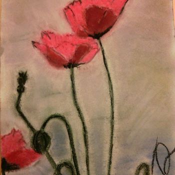 Painting titled "Poppy" by Aniko Trombitasne Varju, Original Artwork, Pastel