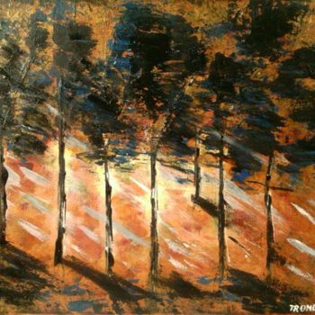 Malerei mit dem Titel "Wald" von Aniko Trombitasne Varju, Original-Kunstwerk, Acryl