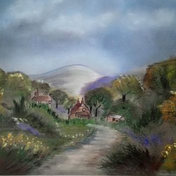 Painting titled "Dream / valley" by Aniko Trombitasne Varju, Original Artwork, Pastel