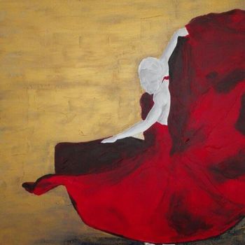 Pintura titulada "Flamenco-imagination" por Aniko Trombitasne Varju, Obra de arte original, Acrílico