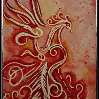 Ζωγραφική με τίτλο "Phoenix" από Aniko Trombitasne Varju, Αυθεντικά έργα τέχνης, Ακουαρέλα
