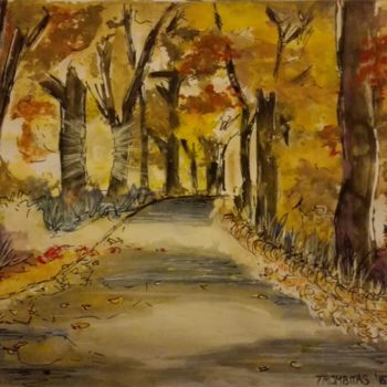 Painting titled "Herbst 2015" by Aniko Trombitasne Varju, Original Artwork, Watercolor
