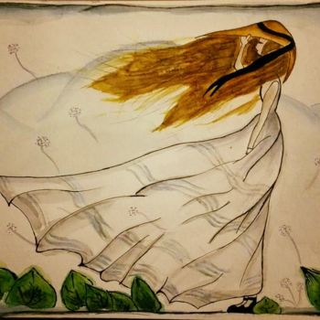 Peinture intitulée "Wind" par Aniko Trombitasne Varju, Œuvre d'art originale, Aquarelle