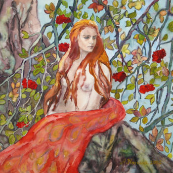 Painting titled "The autumn" by Anastasia Noskina, Original Artwork, Watercolor