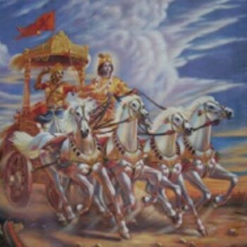 Peinture intitulée "Krishna Arjun Paint…" par Anil Das, Œuvre d'art originale
