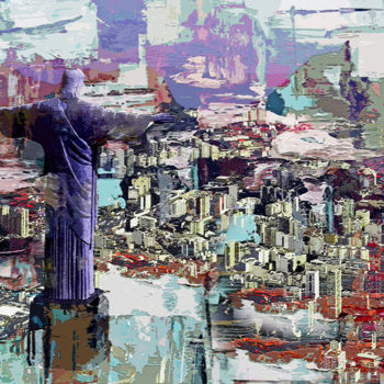 Pintura intitulada "Christ the Redeemer" por Anil Kumar, Obras de arte originais, Acrílico Montado em Armação em madeira