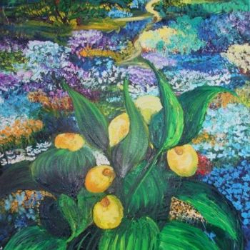 Pintura intitulada "giardino in fiore" por Anila Dekovelli Ciccone, Obras de arte originais, Óleo
