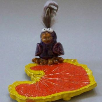Sculpture titled "Ceramic Orange Leaf…" by Suzanne Noll, Original Artwork, Other