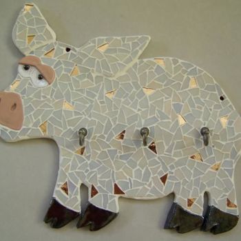 Sculpture titled "Mosaic White & Pink…" by Suzanne Noll, Original Artwork, Other
