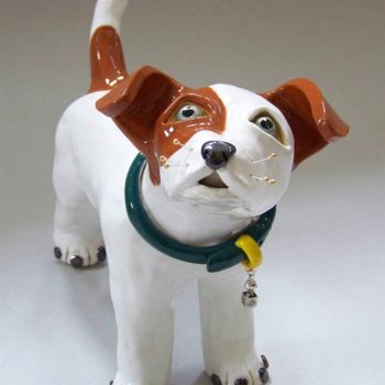 Sculpture titled "Jack Russell Terrie…" by Suzanne Noll, Original Artwork, Ceramics