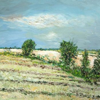 Painting titled "Wheat Fields4" by Animesh Roy, Original Artwork, Oil