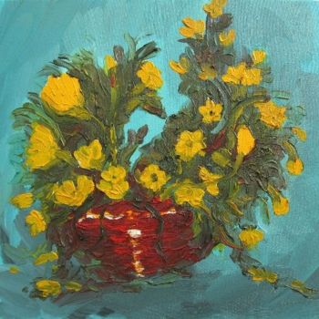 Peinture intitulée "Yellow Flowers In B…" par Animesh Roy, Œuvre d'art originale
