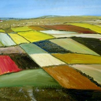 Peinture intitulée "Fields" par Animesh Roy, Œuvre d'art originale, Huile