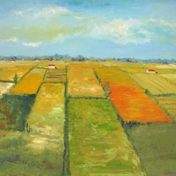 Painting titled "Fields3" by Animesh Roy, Original Artwork, Oil